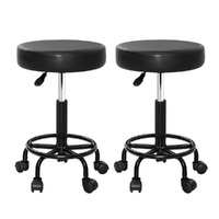 Artiss 2X Salon Stool Swivel Round Barber Hair Bar Stools Hydraulic Lift Black