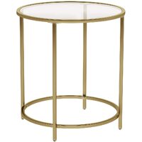 Gold Round Side Table with Golden Metal Frame Robust and Stable