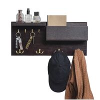 Wood Entryway Coat Rack with 2 Leather Tray(Brown)