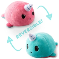 Reversible Plushie - Narwhal Light Blue/Light Pink